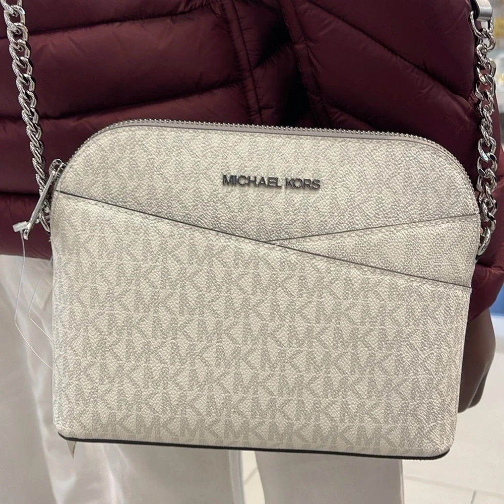 Michael Kors Jet Set Travel Medium Signature Logo Dome Crossbody Satchel NWT